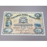 NATIONAL BANK OF SCOTLAND 5 POUNDS BANKNOTE DATED 6-7-1942, SERIES B518-339, PICK 259C, FINE