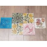 6 VICTORIAN HANDPAINTED TILES