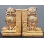 A PAIR OF ANTIQUE OWL BOOKENDS