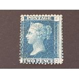 QUEEN VICTORIA 1858 TWOPENCE BLUE PLATE 14 STAMP, PART ORIGINAL GUM, MINOR GUM CREASES, CENTRED TO