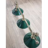 MODERN BRASS EFFECT 3 WAY POOL TABLE LIGHT WITH ENAMELLED METAL SHADES
