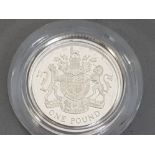 UK ROYAL MINT SILVER PROOF 1 POUND COIN, IN ORIGINAL CASE WITH CERTIFICATE