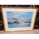 A PASTEL BY JIM PARRACK COMING INTO THE TYNE SIGNED AND DATED 198834 X 48CM