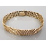 9CT GOLD FANCY MESH LINK BRACELET, 9.5G