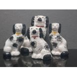 4 SMALL ANTIQUE STAFFORDSHIRE DOGS