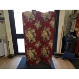 20TH CENTURY 3 WAY FOLDING SCREEN WITH FLORAL FABRIC