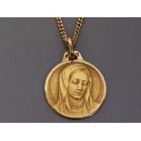 9CT GOLD VIRGIN MARY PENDANT AND 16INCH CHAIN, 6.2G