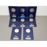 8 DIFFERENT 50P COINS DATED BETWEEN 2018-2020 INCLUDES 4 PADDINGTON BEAR ALL UNCIRCULATED IN