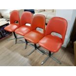 4 RETRO CHAIRS ON METAL PEDESTAL BASES IN A FANTASTIC ORANGE SHADE