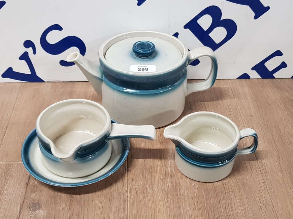 4 PIECES OF WEDGWOOD BLUE PACIFIC TO INCLUDE TEAPOT ETC