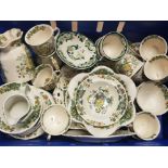 A BOX CONTAINING A LARGE QUANTITY OF MASONS WARE INCLUDES PATTERNS CHARTREUSE AND STRATHMORE