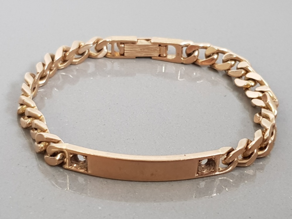 9CT GOLD I.D BRACELET NOT ENGRAVED, 19.9G