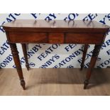 A VICTORIAN MAHOGANY TURNOVER TOP TEA TABLE 91.5CM