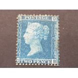 1858 TWO PENCE STAMP, 2D BLUE PLATE 8 WATERMARK INVERTED, USED EXAMPLE WITH ROYAL PHILATELIC SOCIETY