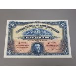 COMMERCIAL BANK OF SCOTLAND LTD 5 POUNDS BANKNOTE DATED 20-11-1937, SERIES 14/M 34736, PICK S328B,