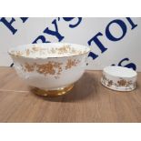 ROYAL STAFFORDSHIRE ARISTOCRAT PATTERN FOOTED FRUIT BOWL 22.5CM DIAMETER AND A COASTER BOTH WITH