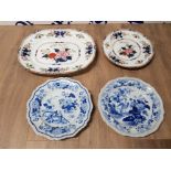 A MINTON AND HOLLINS MEAT DISH AND DINER PLATE A HICKS AND MEIGH DINER PLATE TOGETHER WITH ANOTHER