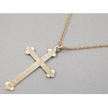 9CT GOLD CROSS.PENDANT AND 22INCH CHAIN, 3.4G