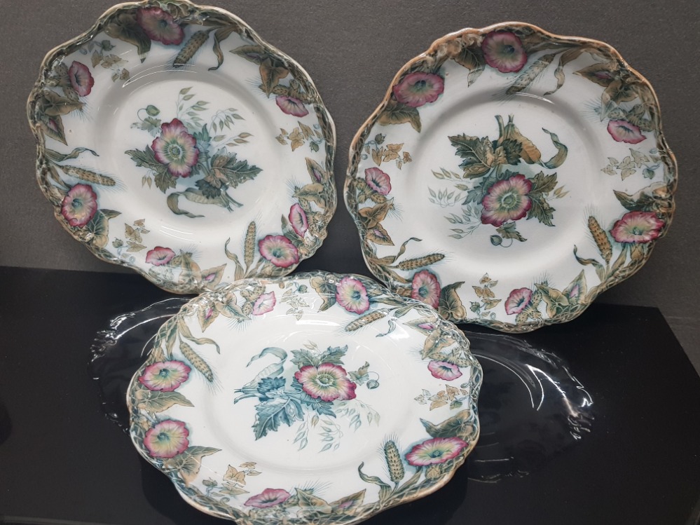 3 1856 ANTIQUE DAVENPORT PLATES IN THE CERES PATTERN