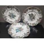 3 1856 ANTIQUE DAVENPORT PLATES IN THE CERES PATTERN