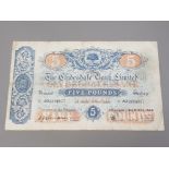 CLYDESDALE BANK 5 POUNDS BANKNOTE DATED 3-3-1948, SERIES AO 0004937, PICK 190, DIRT AND INK MARKS,