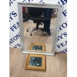 2 MODERN FRAMED MIRRORS ONE GILT