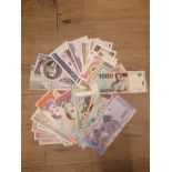 ASSORTMENT OF 50 WORLDWIDE BANKNOTES INC 1000 RUPIAH 1000 MOL BOLIVARES ETC