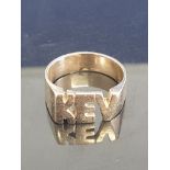 9CT GOLD KEV RING SIZE Q 5.6GRAMS