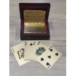 A LUXURIOUS SET OF 24CT GOLD PLAYING CARDS IN NICELY PRESENTED DISPLAY BOX