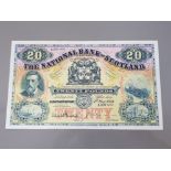 NATIONAL BANK OF SCOTLAND 20 POUNDS BANKNOTE DATED 1-5-1954, SERIES A200-680, PICK 260C, ALMOST VF