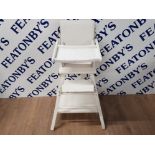 VINTAGE PAINTED WHITE CHILDS HIGH CHAIR