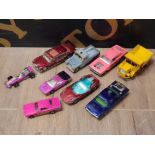 9 DIE CAST VEHICLES TO INCLUDE CORGI OLDSMOBILE SUPER 88 MATCHBOX K-22 DODGE DRAGSTER ETC