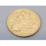 22CT GOLD 1927 FULL SOVEREIGN COIN STRUCK IN SOUTH AFRICA