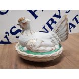 EARLY 19TH CENTURY STAFFORDSHIRE HEN EGG HOLDER RARE SURVIVAL 23CMS X 18CMS