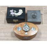 3 ITEMS INC PEWTER AND 2 ABALONE TRINKETS