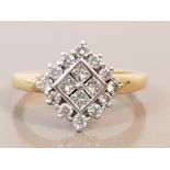 18CT GOLD DIAMOND CLUSTER RING 4.7G SIZE N1/2