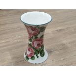 WEMYSS WARE WAISTED TRUMPET VASE WITH CABBAGE ROSE PATTERN 29CM