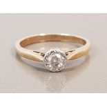 9CT GOLD DIAMOND SOLITAIRE RING SIZE N1/2 2.2G