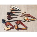 QUANTITY OF CASED MEERSCHAUM SMOKING PIPES TOGETHER WITH QUANTITY ESTATE BRIARS PLUS A CHURCH