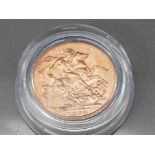 22CT GOLD 1898 FULL SOVEREIGN COIN IN BLISTER PACK