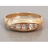 18CT GOLD FIVE STONE DIAMOND RING 3.6G SIZE K