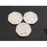 3 UK 2018 50P PIECES TO INCLUDE FLOPSY BUNNY PETER RABBIT AND MRS TITTLEMOUSE ALL GOOD CONDITION