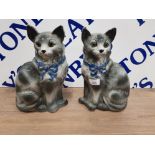 PAIR OF BUNTY POTTERY CATS IN GREY 30CMS 1 SLIGHT DAMAGE ON BACK