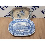 2 CHINESE MADE FOR EXPORT MEAT PLATES 19TH CENTURY