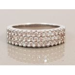 18CT WHITE GOLD THREE ROW DIAMOND BAND 7G SIZE P