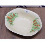 CLARICE CLIFF OPEN VEGETABLE DISH HARVEST PATTERNED 29CMS X 23CMS