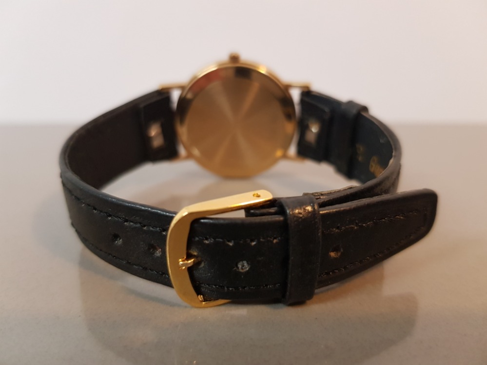 9CT GOLD INGERSOLL QUARTZ WATCH WITH BLACK LEATHER STRAP - Image 3 of 3