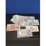 13 DIFFERENT SCOTTISH BANKNOTED AND ONE EACH FROM JERSEY GUERNSEY AND ISLE OF MAN FACE VALUE