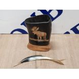 CANADIAN DESIGN BUFFALO HORN DESK TIDY