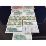 13 DIFFERENT SCOTTISH £1 BANKNOTES INC NORTH OF SCOTLAND BANK 1939 JULY SOILED AND CREASED, NATIONAL